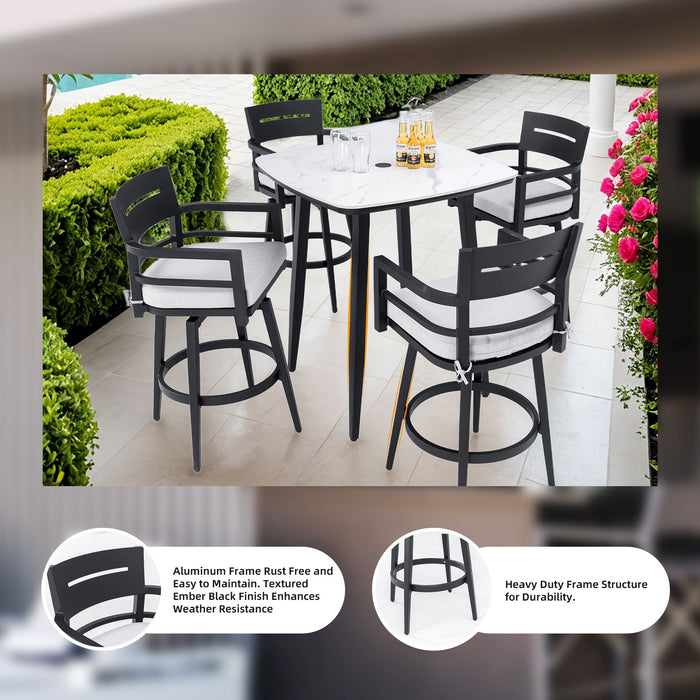 Outdoor Swivel Bar Chairs, 360 Degree Rotation, Ergonomic Backrest (Set of 2)