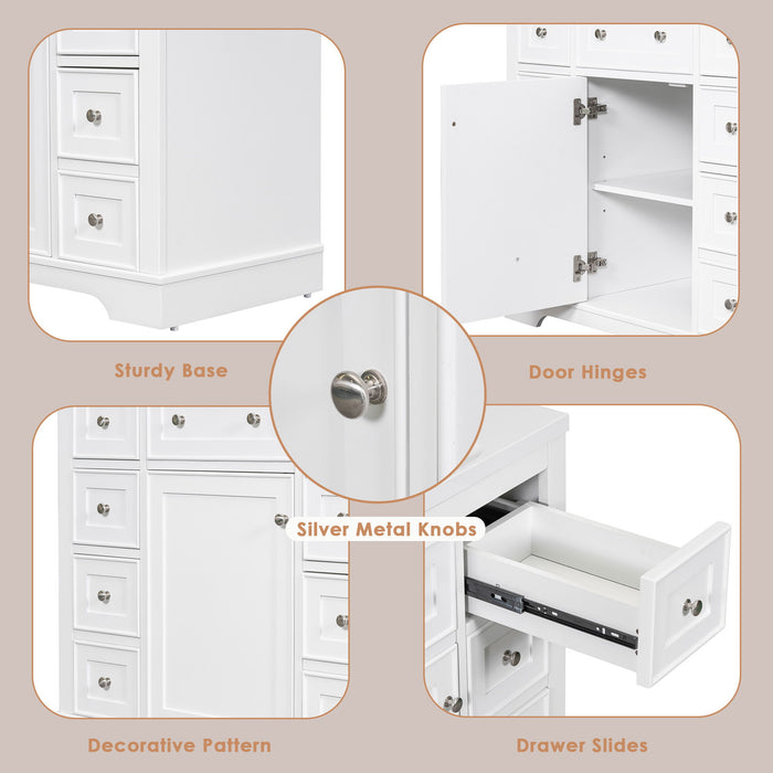 Modern Bathroom Vanity With Sink Combo, 6 Drawers And 1 Cabinet