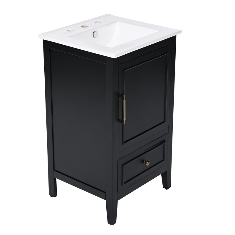 Modern Bathroom Vanity With Sink, Cabinet Storage, Drawer & Adjustable Feet
