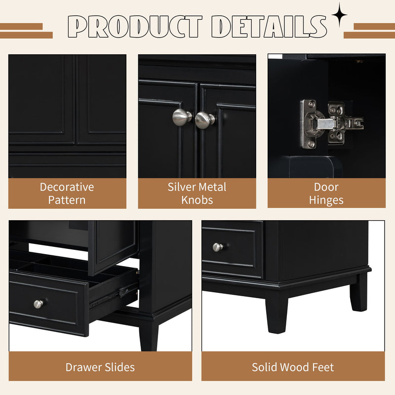 Modern Bathroom Vanity With Sink Combo, Multi Functional Cabinet With Doors And Drawer