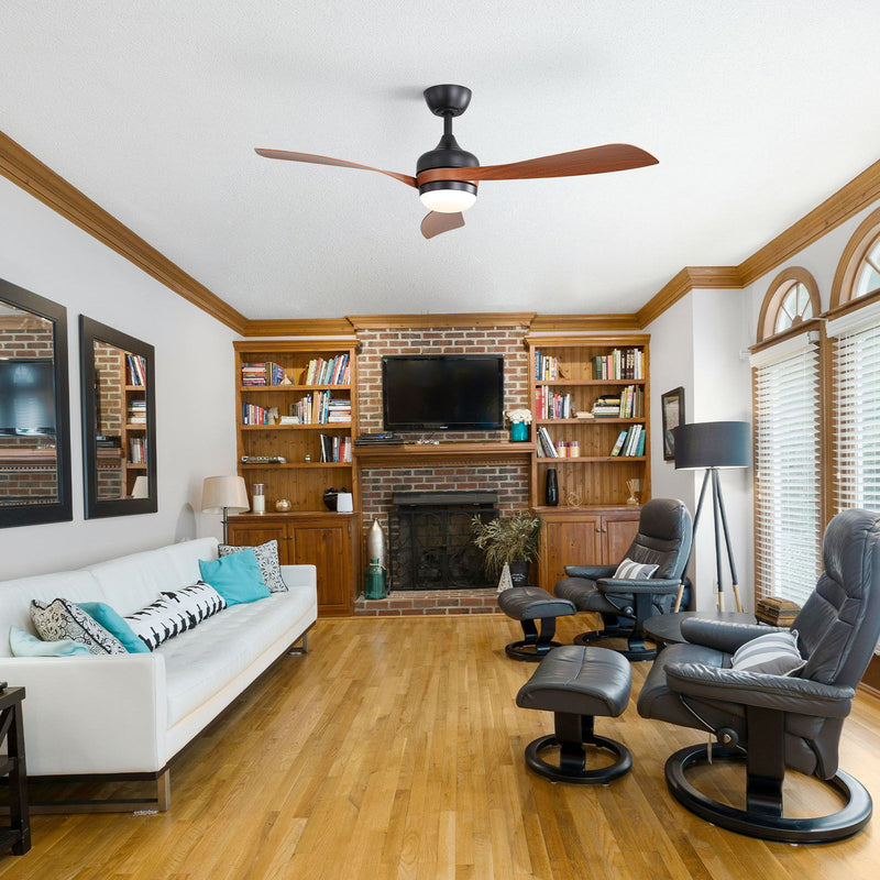 Ceiling Fan With 3 Blades, Remote Control, Reversible DC Motor, Noiseless Operation, 3 Downrods