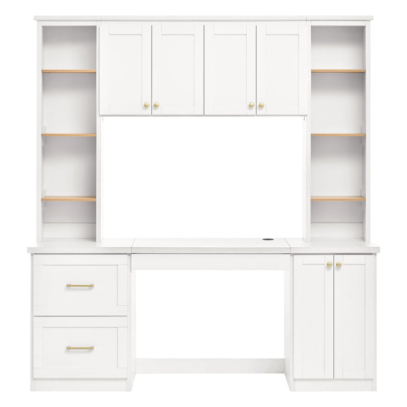 Computer Desk With Hutch, Workstation With Desk Grommet & Keyboard Tray