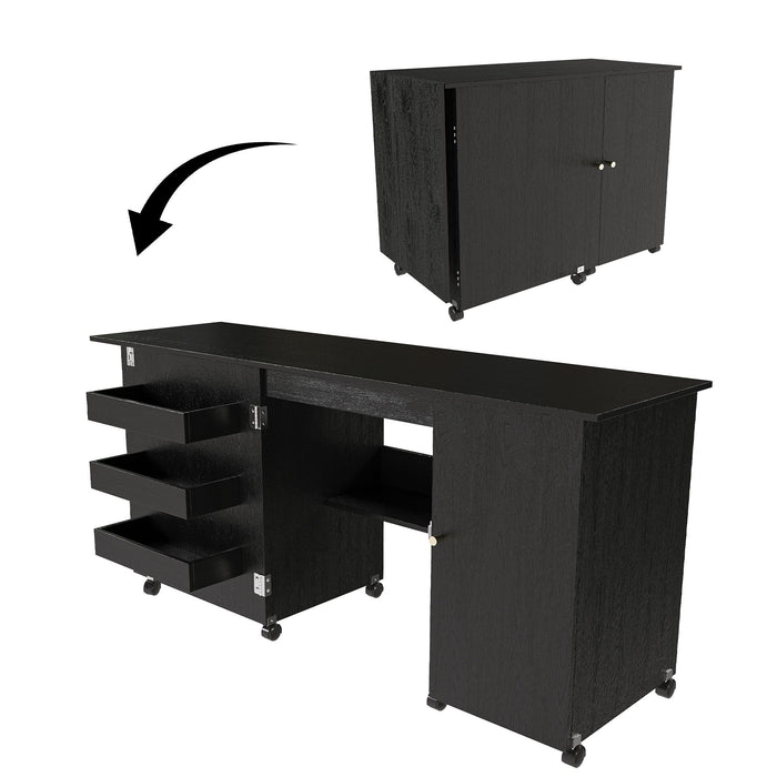 Foldable Sewing Table With Locking Casters