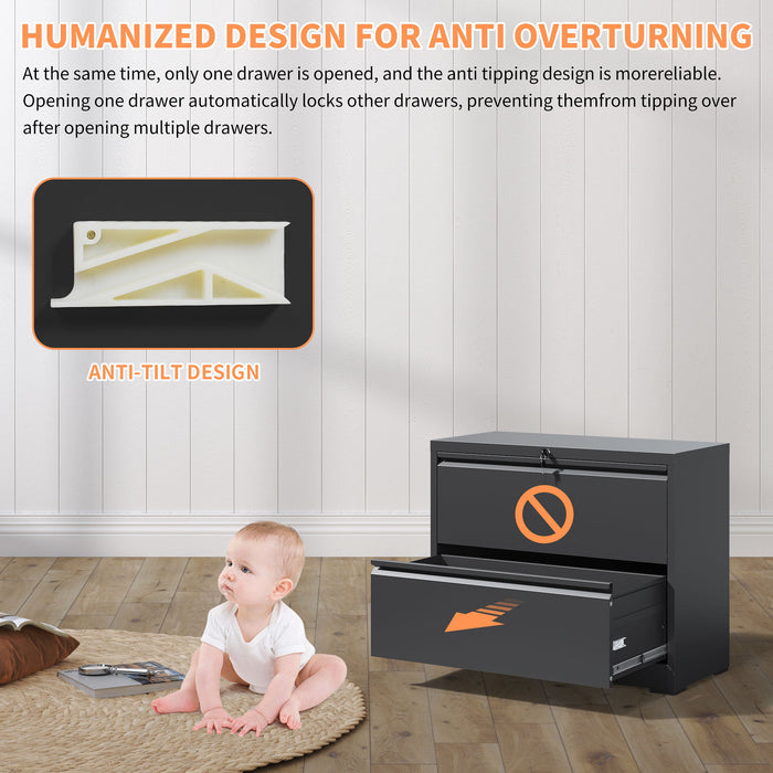 Lateral File Cabinet, Heavy Duty Filing Holds Letter/Legal/A4 Files