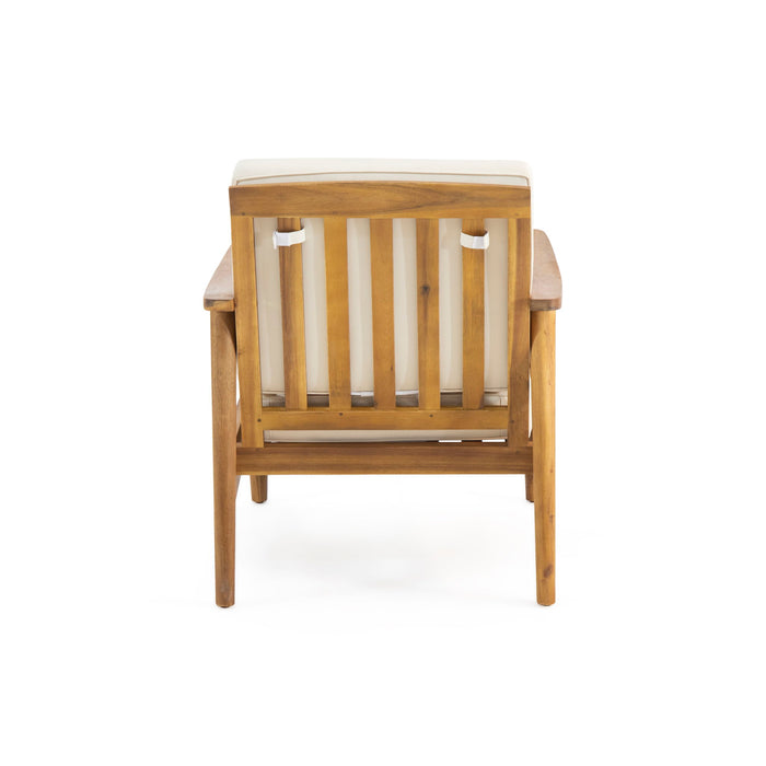 Birdsong - Outdoor Club Chair With Slat Back And Seat Cushion - Beige