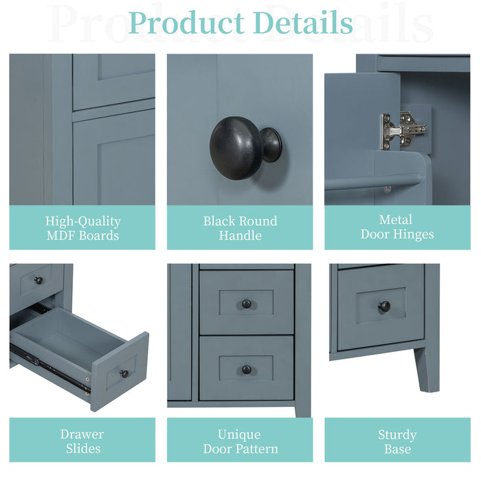 Bathroom Vanity With Sink, 3 Drawers And Adjustable Shelf