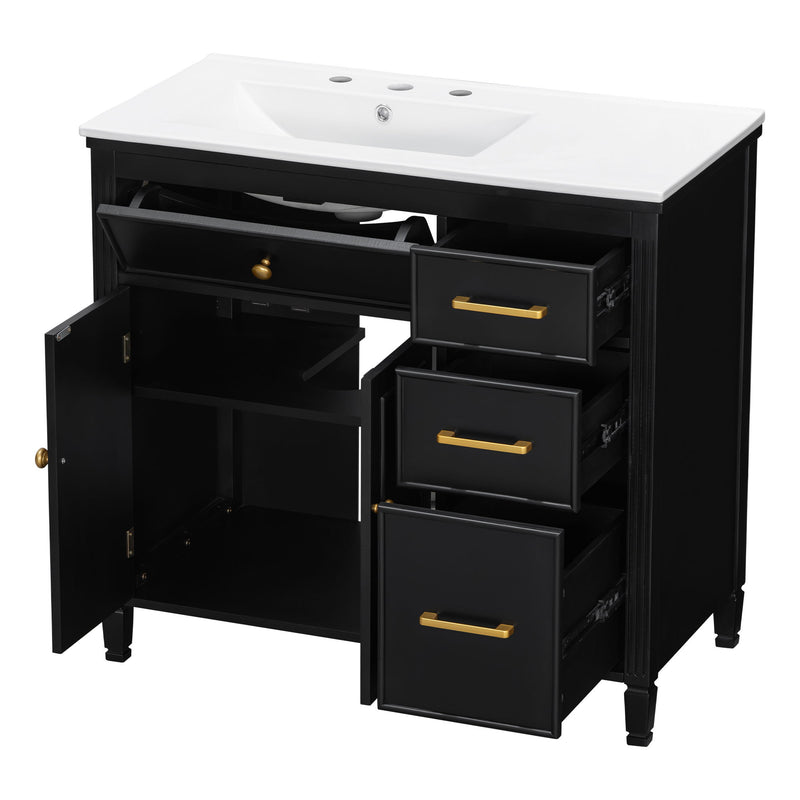 Bathroom Vanity With Sink Top, 3 Soft Closing Drawers