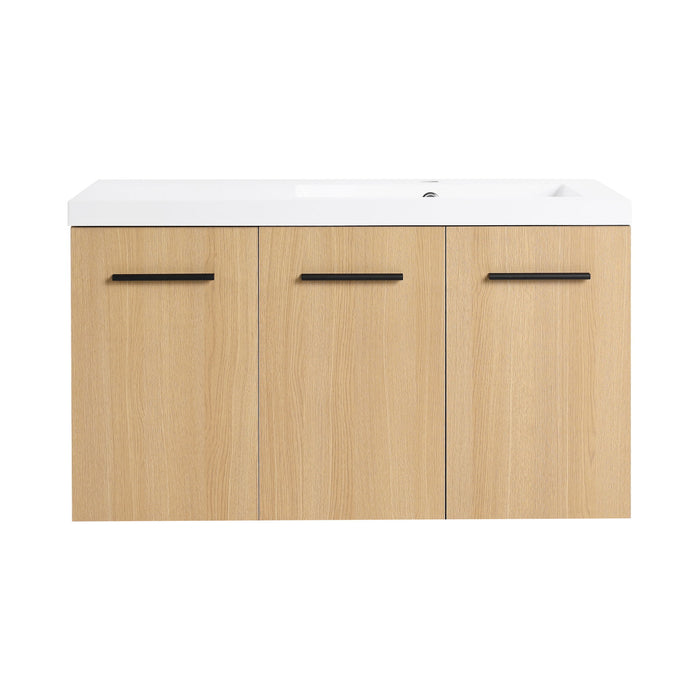 Wall Mounted Floating Bathroom Vanity With Sink, 3 Door Modular Cabinet