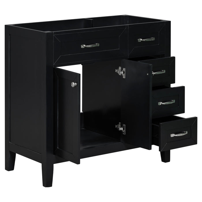 Modern Bathroom Vanity Base Only, 2 Doors And 3 Drawers