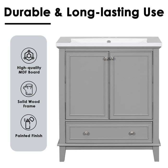 Modern Bathroom Vanity With Sink Combo, Multi Functional Cabinet With Doors And Drawer