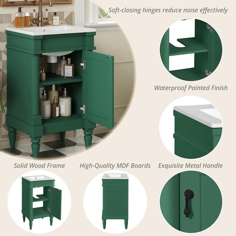 Bathroom Vanity With Sink, Storage Cabinet With Door, Drop In Sink, Compact Freestanding Design