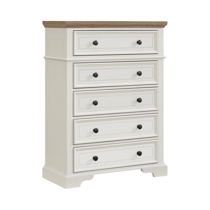 Eastwood Youth 5-Drawer Chest in Brown and Off-White