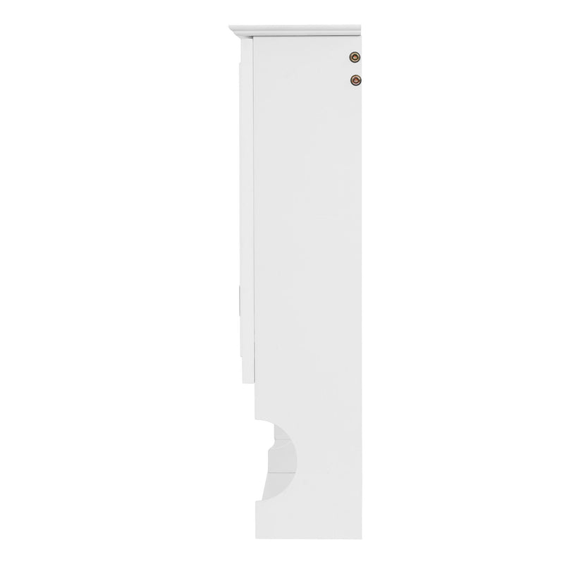 Wall-Mounted Mirror Medicine Cabinet With Adjustable Shelf And Open Shelves, Bathroom Storage Cabinet Over Toilet - White