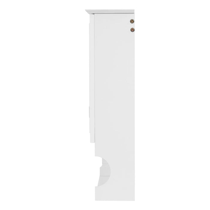 Wall-Mounted Mirror Medicine Cabinet With Adjustable Shelf And Open Shelves, Bathroom Storage Cabinet Over Toilet - White