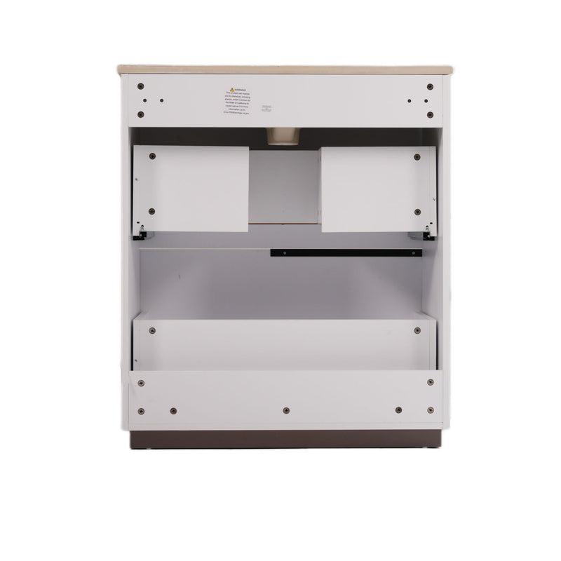 Fluted Bathroom Vanity With Ceramic Sink, Soft Close Slides