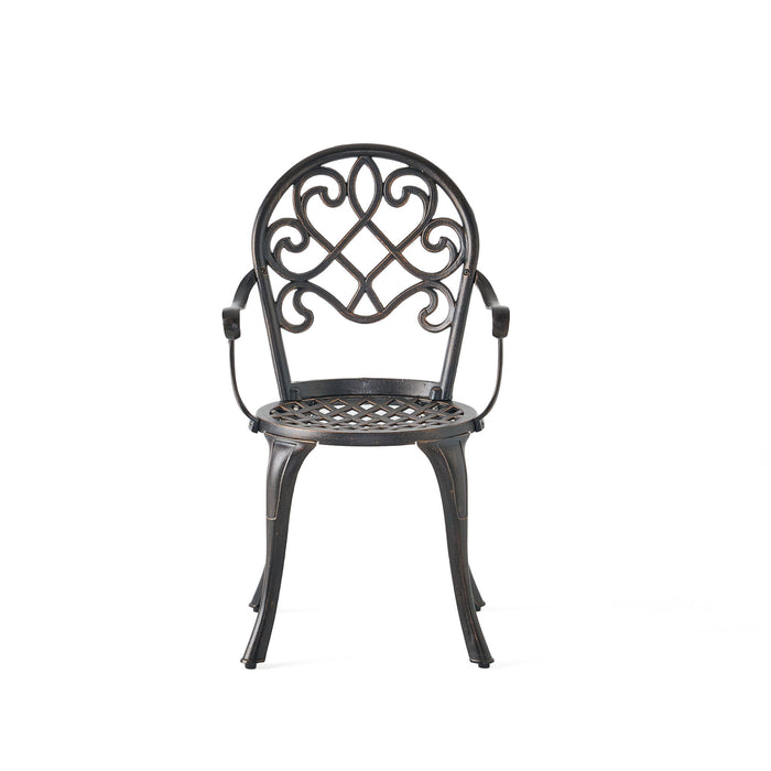 3 Piece Outdoor Aluminium Cast Bistro Set With Ice Bucket - Copper