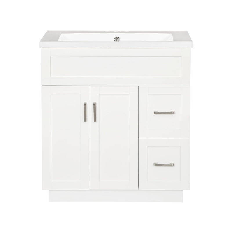 Bathroom Vanity With 2 Doors, 2 Drawers, Adjustable Shelf, Hidden Slides & Soft Close Hinges