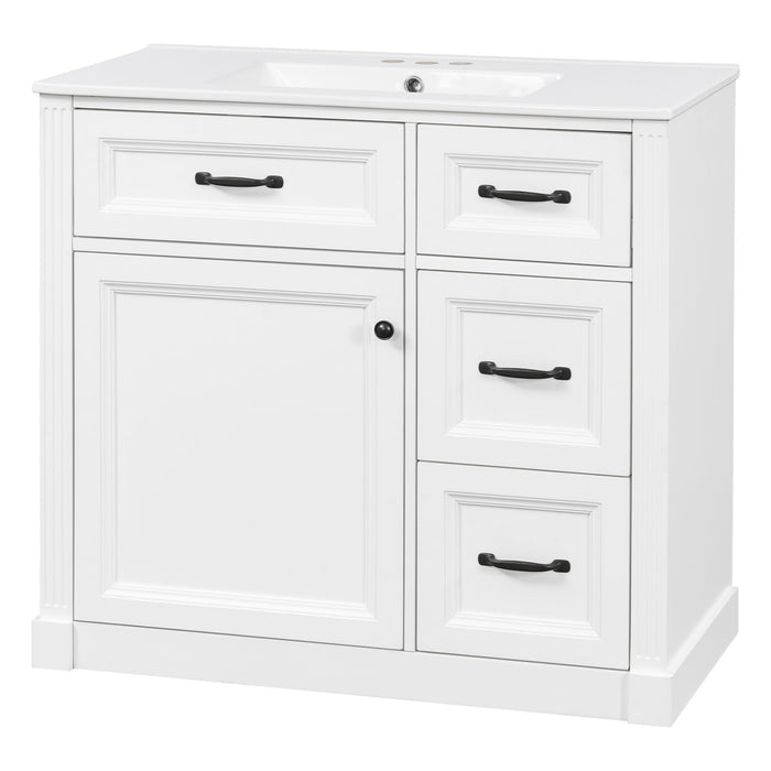 Modern Bathroom Vanity With Sink, 4 Drawers, Soft-Close Door, Adjustable Shelf