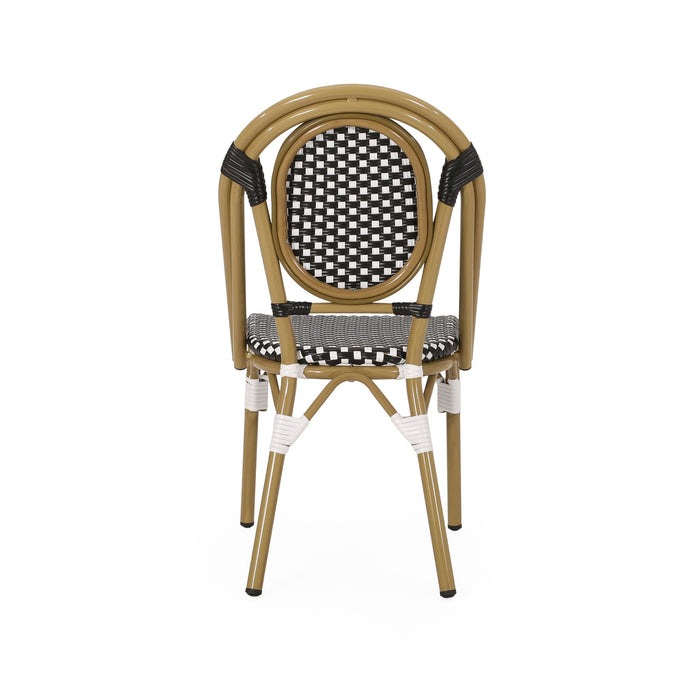 Outdoor Rattan And Aluminum French Bistro Chair Set