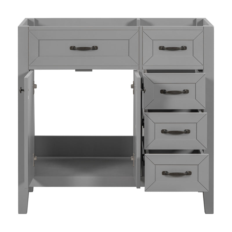 Modern Bathroom Vanity Base Only, 2 Doors And 3 Drawers