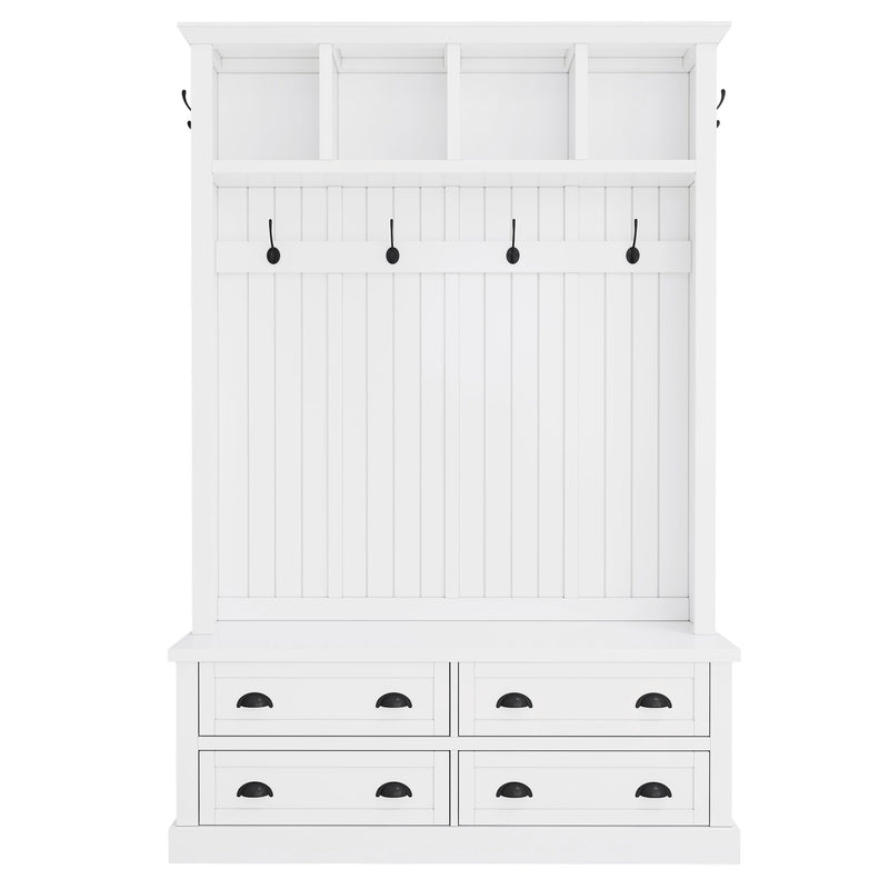 Hall Tree With 4 Drawers, Coat Rack With 6 Hooks
