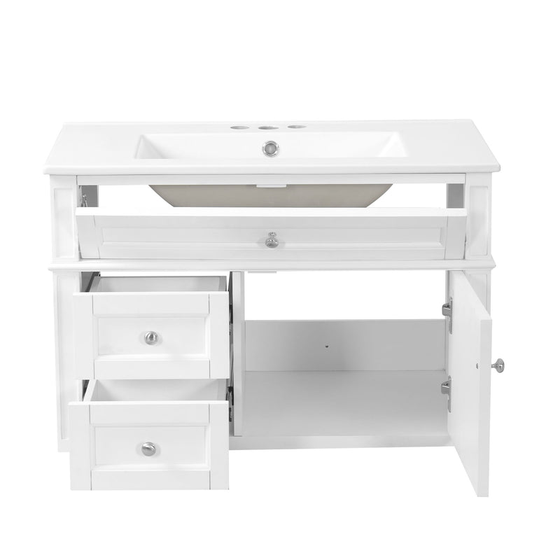 Wall Mounted Bathroom Vanity With 2 Drawers, 1 Tip Out Drawer, 3 Holes Sink