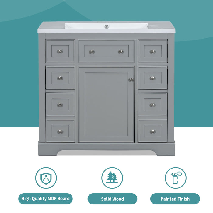 Modern Bathroom Vanity Base Only With 1 Cabinet And 6 Drawers