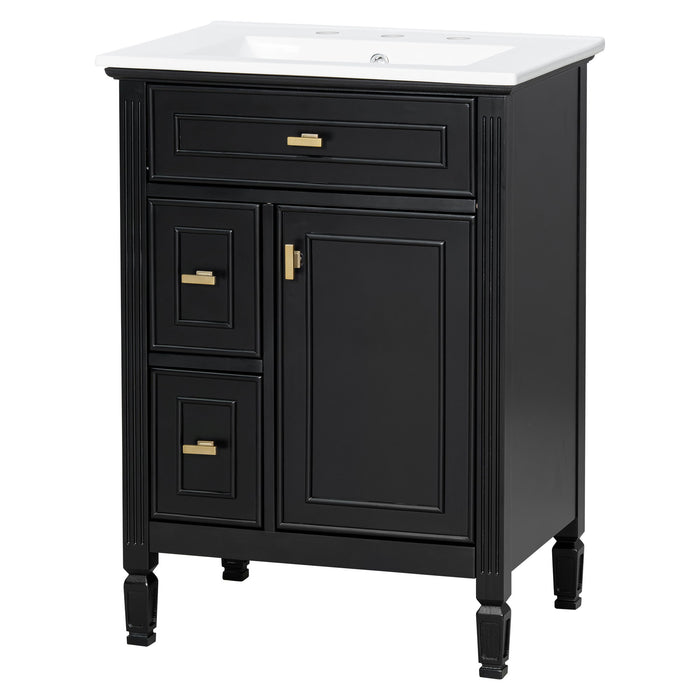 Modern Bathroom Vanity With Sink, Flip Drawer, 2 Drawers, Adjustable Shelf