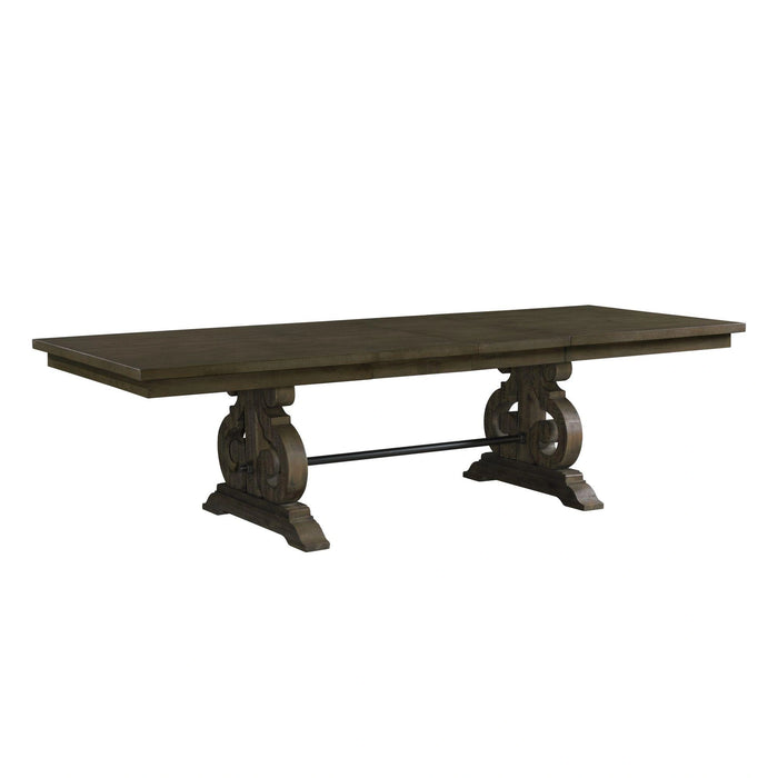 Stone Dining 6PC Set- Table, 4 Side Chairs, & Pew Bench