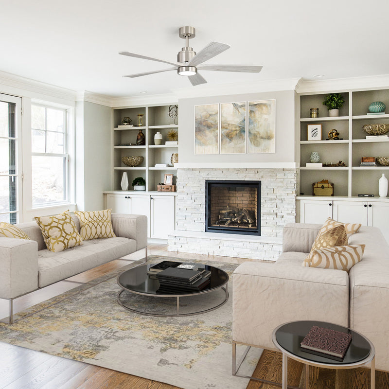 Ultra Quiet Reversible Ceiling Fan With Light Dimmable LED For Large Room - Brushed Nickel