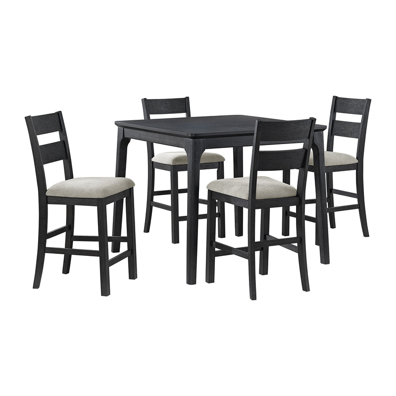Garcia - 5 Piece Counter Set With Table And 4 Chairs - Black