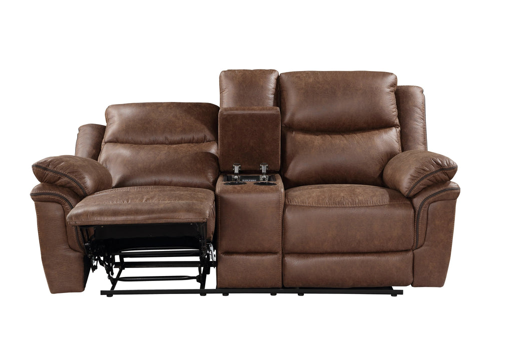 Ryland Console Loveseat W/ Dual Recliners--Brown