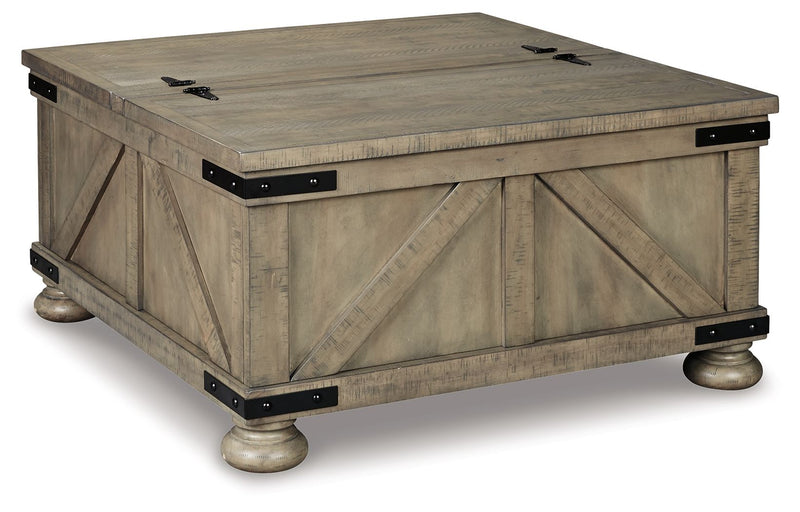 Aldwin - Cocktail Table With Storage - Square - Gray