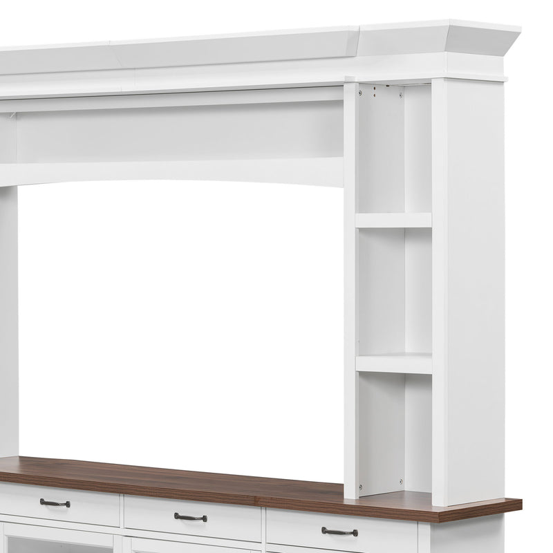 Extra Long TV Stand With 7 Color LED Lights, Adjustable Shelves & Storage Cabinets