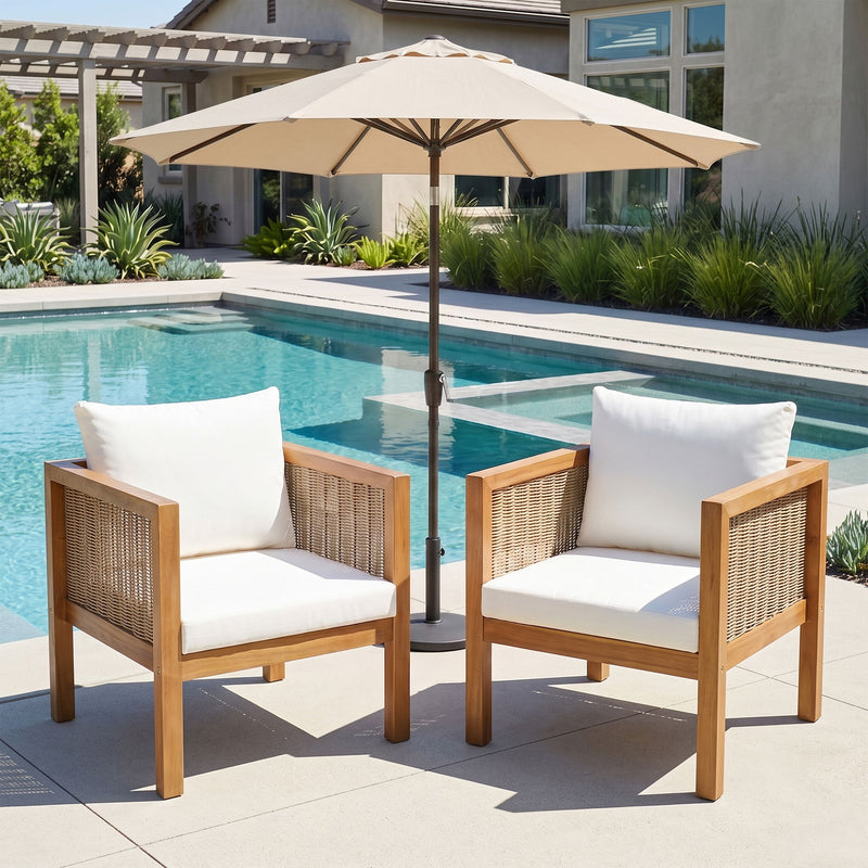 2 Piece Outdoor Armchair Set With Cushion