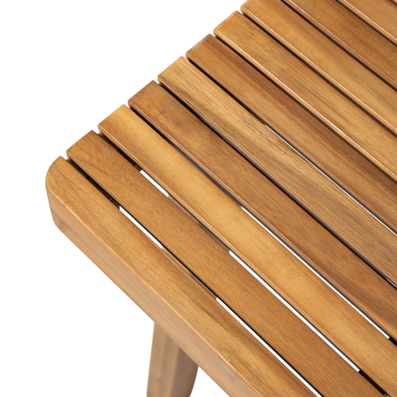Outdoor Dining Table With Slatted Top, Ideal For Patio - Natural