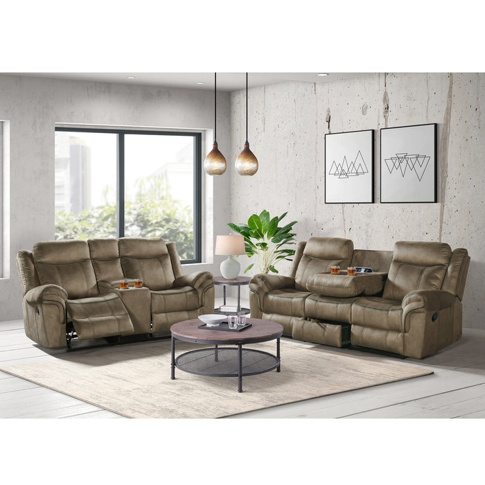 Sorrento Motion Loveseat with Console in T101 Brown