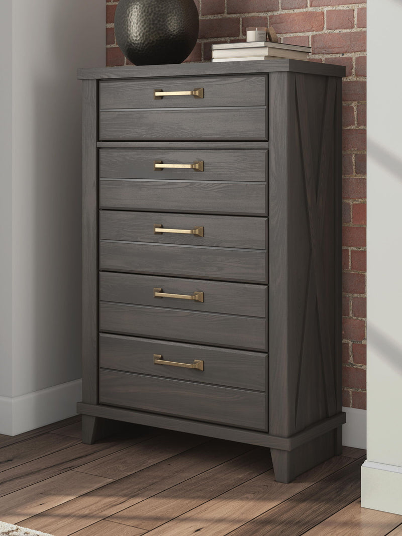 Vonitta Bay - Five Drawer Chest - Dark Brown