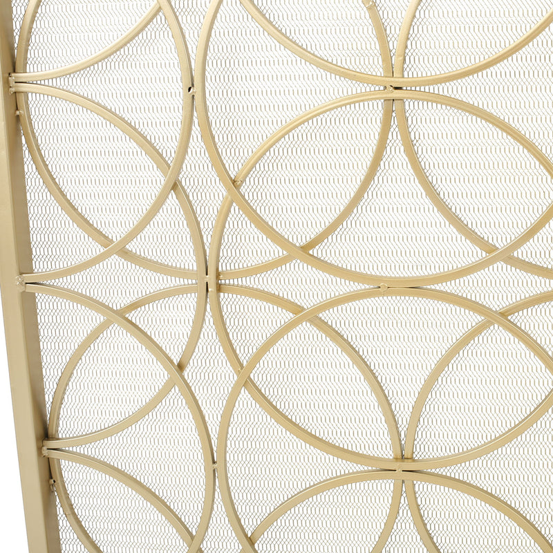 Thayer - Single Panel Iron Fireplace Screen With Geometric Design