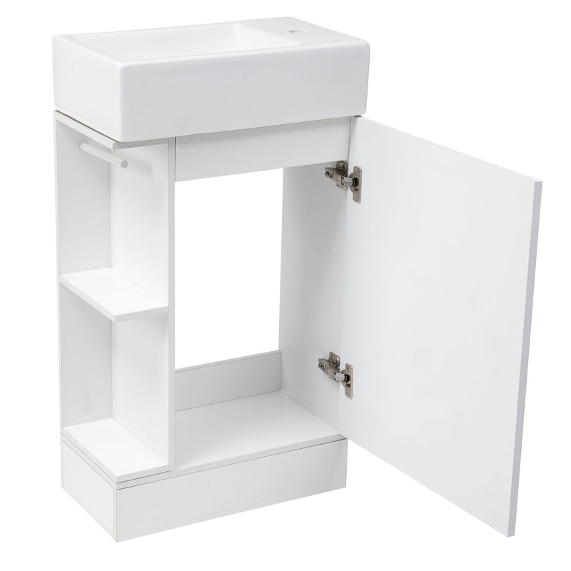 Modern Bathroom Vanity With Sink And 2 Tier Shelf