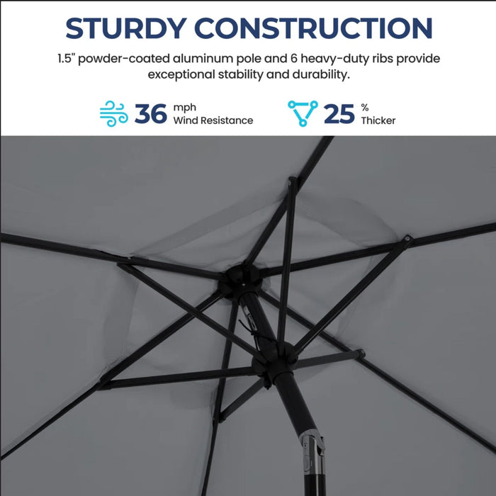 Umbrella With Crank Lift & Tilt, UV-Resistant Canopy For Patio