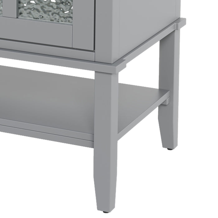 Bathroom Vanity With Ceramic Sink, Adjustable & Open Shelf