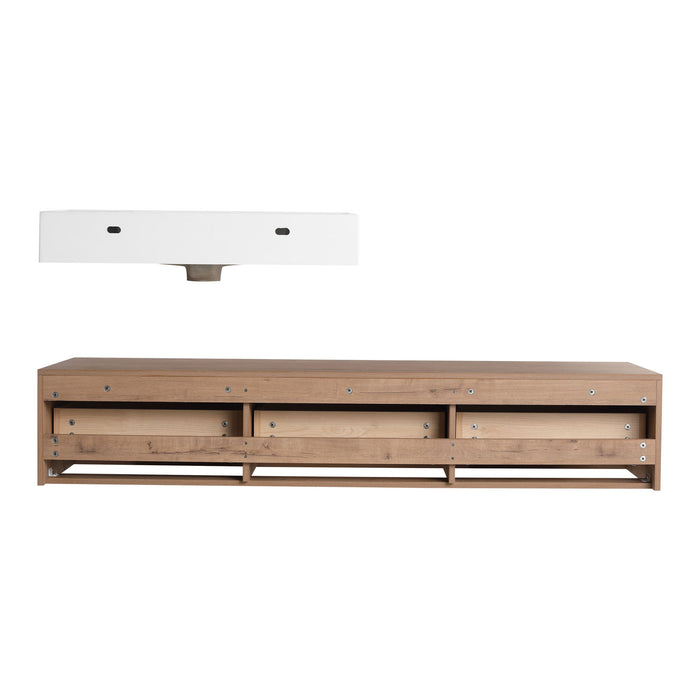 Modern Wall Mounted Bathroom Vanity With Resin Sink, Soft Close Drawer - Imitative Oak