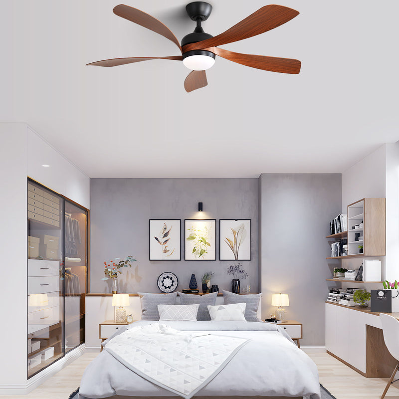 52" Indoor Ceiling Fan With 3 Color Dimmable LED Light Blades, Reversible DC Motor, Remote Control
