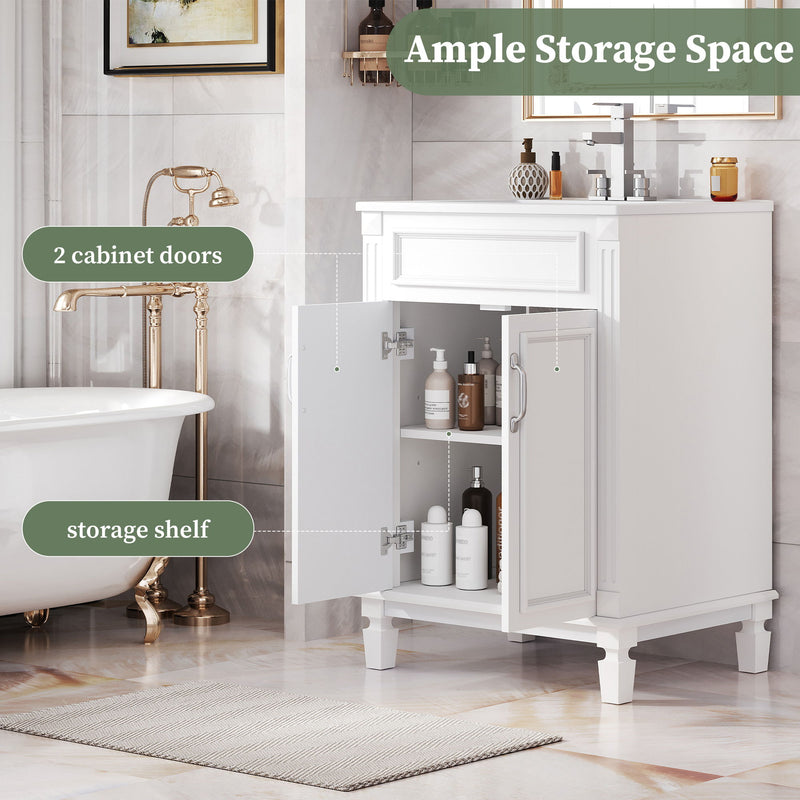 Bathroom Vanity With Top Sink, Cabinet With 2 Soft Closing Doors