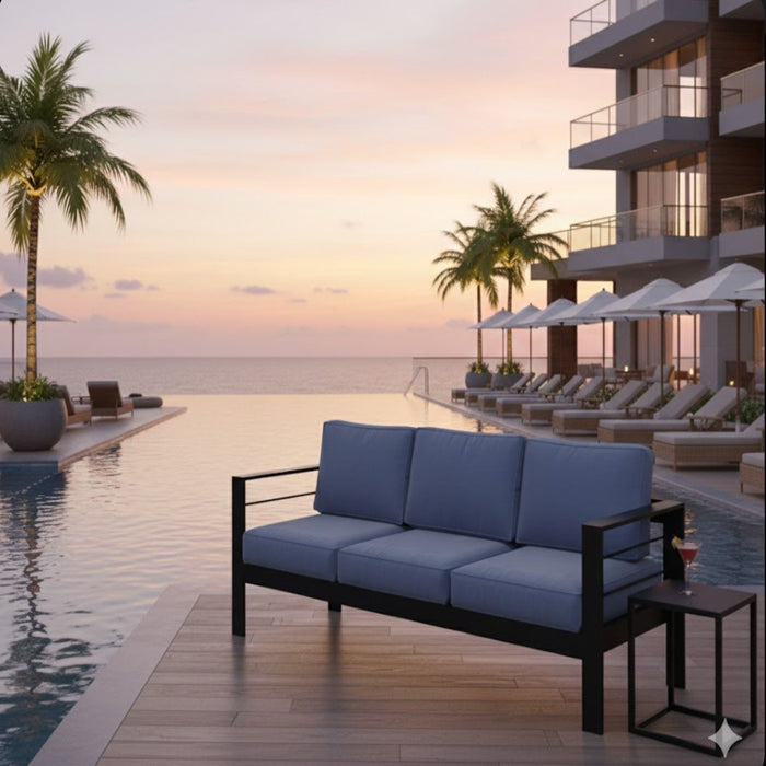 All-Weather Patio Sofa With Cushions, 3 Seat Outdoor Couch