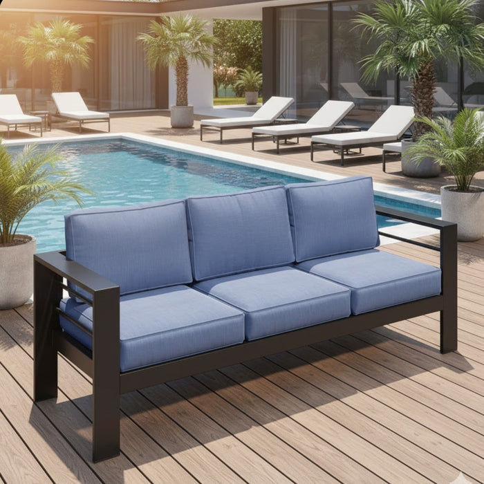 All-Weather Patio Sofa With Cushions, 3 Seat Outdoor Couch