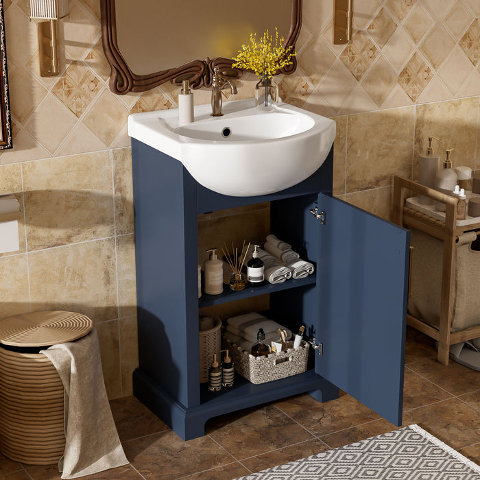 20" Bathroom Vanity With Bulged Sink, Freestanding Single Vanity Set, Soft Close Door