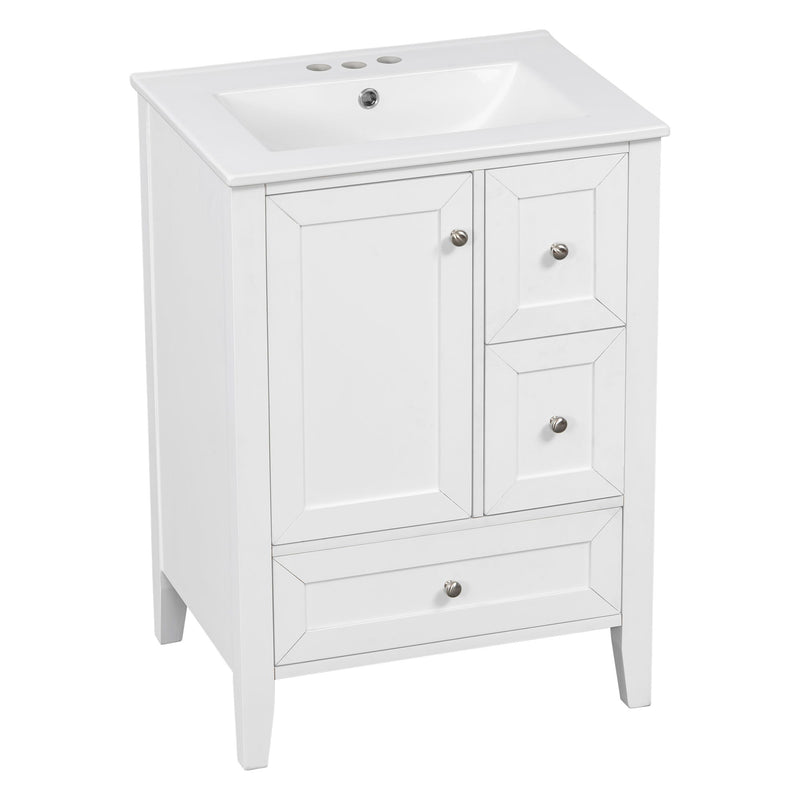 Modern Bathroom Vanity With Sink, Freestanding Cabinet With Drawers And Shelves
