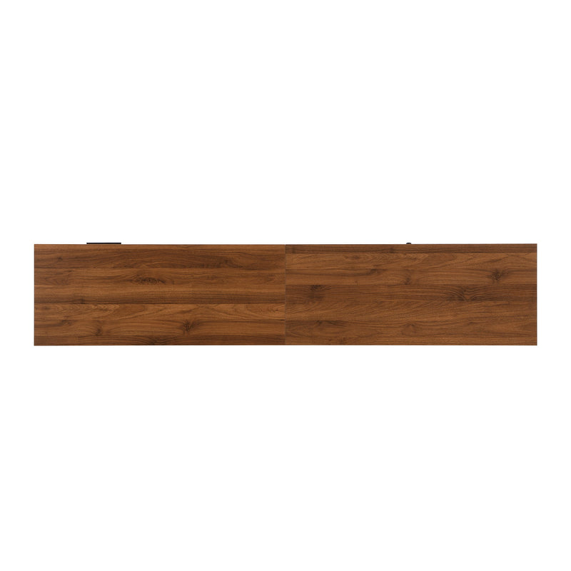 TV Stand, Media Console With 2 Drawers, Soft Closing Hinges, Adjustable Shelves, Slatted Design - Walnut